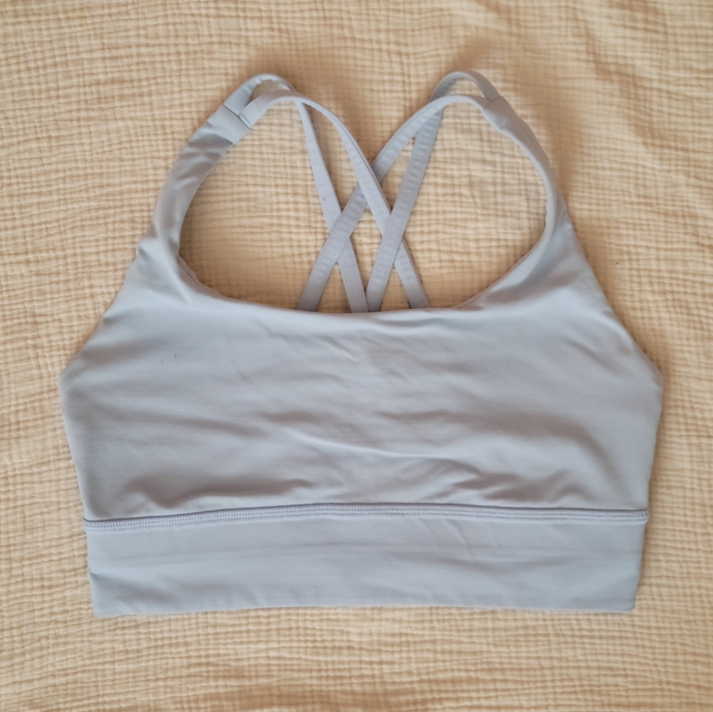 Lululemon Energy Bra Longline *Medium Support, B–D Cups Light Blue Size 8 Stains